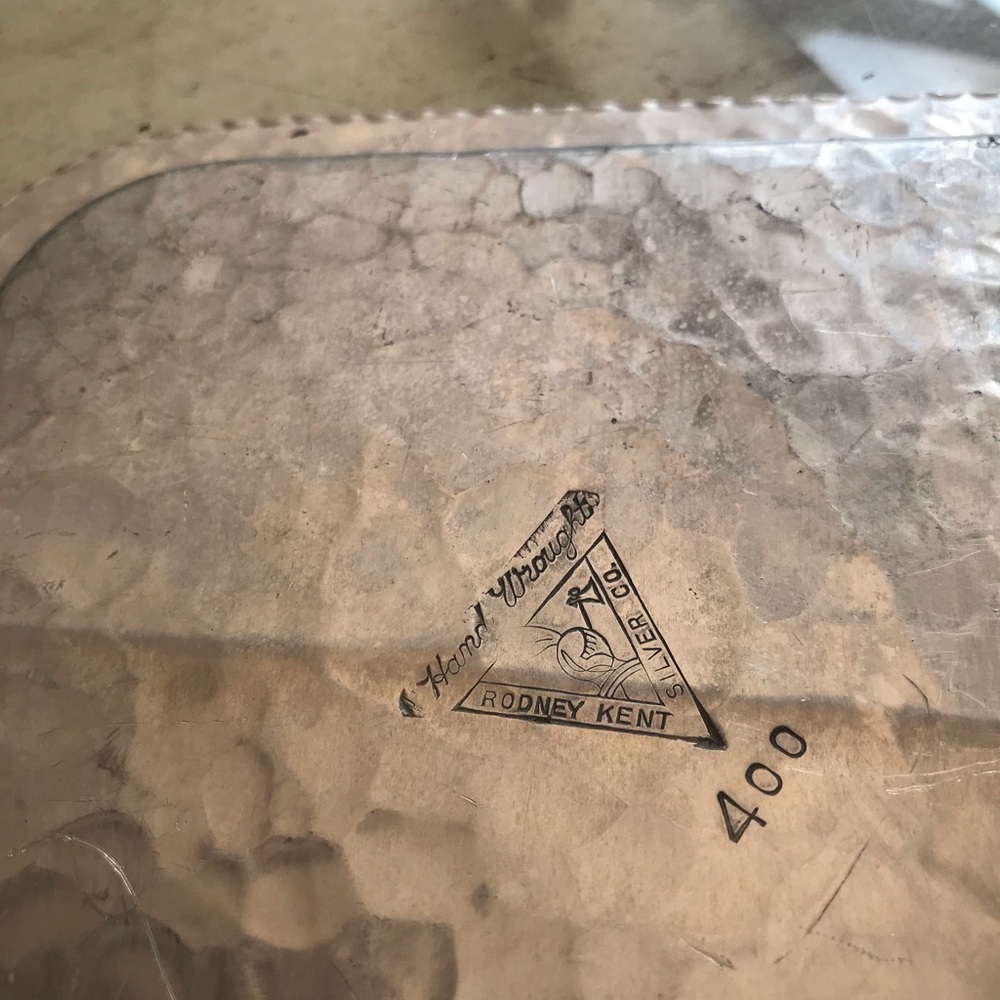 MID CENTURY MODERN ETCHED ALUMINUM TRAY by RODNEY KENT - Picture 7 of 15